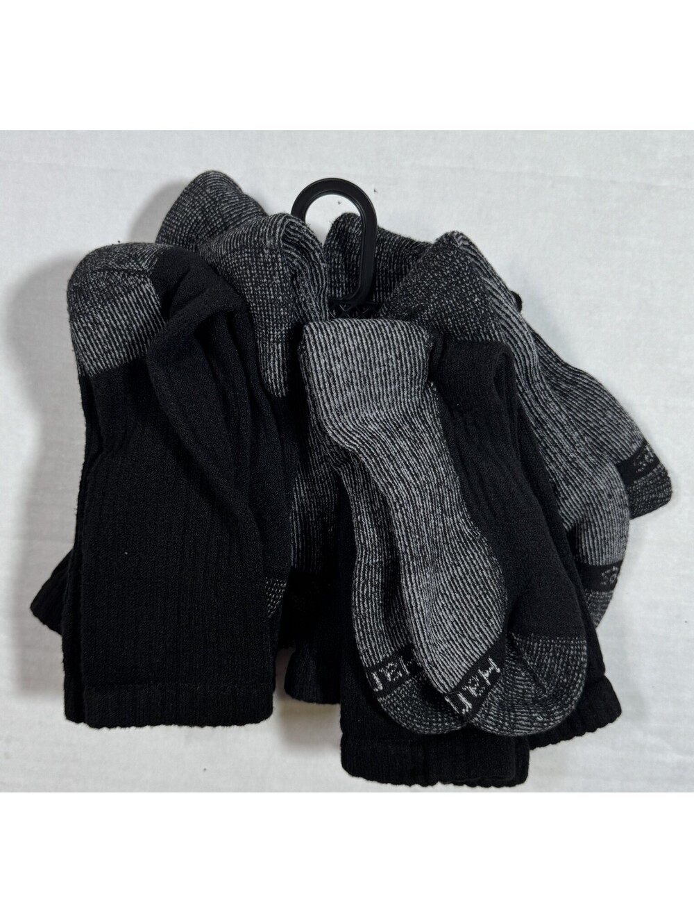 Hanes Crew Socks 6 Pack Men's Size 6-12 Black & Gray